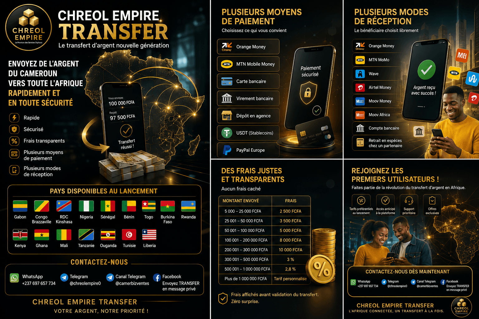 Chreol Empire Transfer : envoi d'argent du Cameroun vers l'Afrique